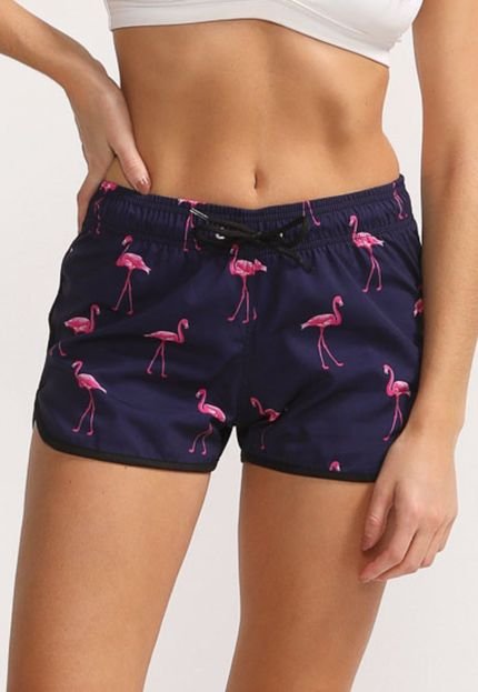 Shorts Feminino Praia Flamingo Short Benellys Azul - Marca Benellys