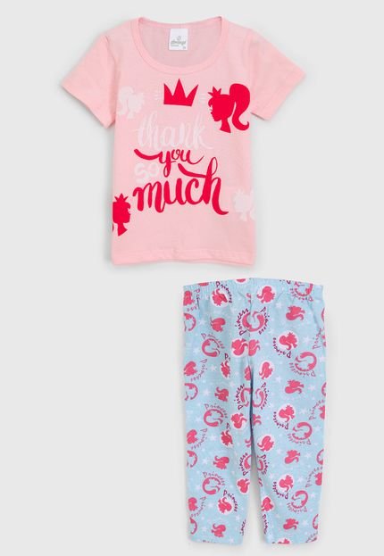 Kit 2pçs Abrange Longo Infantil Full Print Rosa/Azul - Marca Abrange