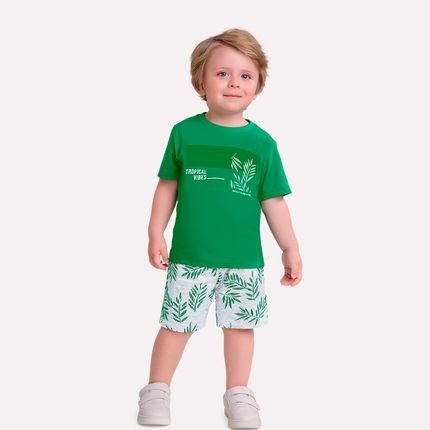 Conjunto Infantil Menino Milon Estampado com Folhas Verde - Marca Milon