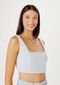 Top Cropped Feminino Em Moletom Alfaiatado - Azul - Marca Hering