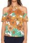 Blusa Cativa Floral Off Shoulder Bege/Verde - Marca Cativa