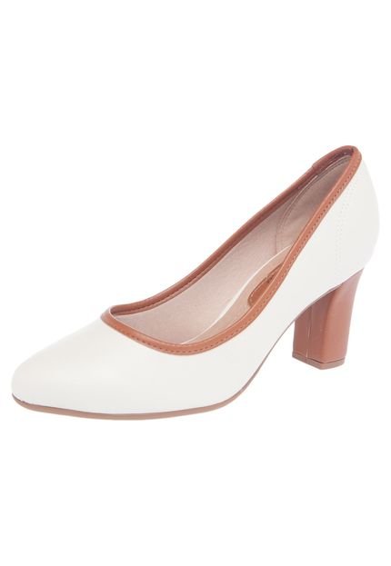 Scarpin Beira Rio Bico Fino Salto Alto Off-white - Marca Beira Rio