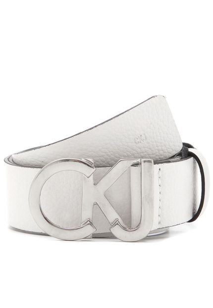 Cinto Couro Calvin Klein Fivela Branco - Marca Calvin Klein