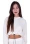 Casaco de Moletom Feminino Blusa de Inverno Manga Longa Moletinho com Regulagem Branco - Marca TERRA E MAR MODAS