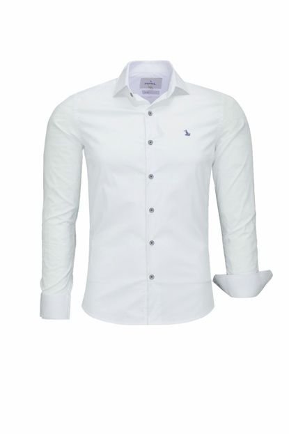 Camisa Manga Longa Amil Tecido Com Elastano Sem Bolso Modelagem Slim 1823 Astro Branco 5 - Marca Amil