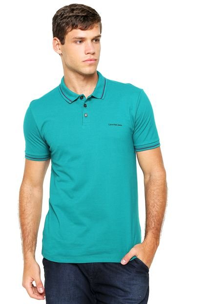 Camisa Polo Calvin Klein Jeans Listra Verde - Marca Calvin Klein Jeans