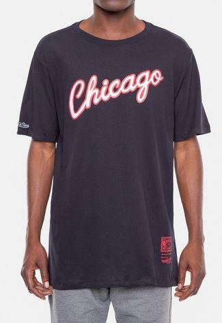 Camiseta Mitchell & Ness Chicago Bulls Teamword Preta