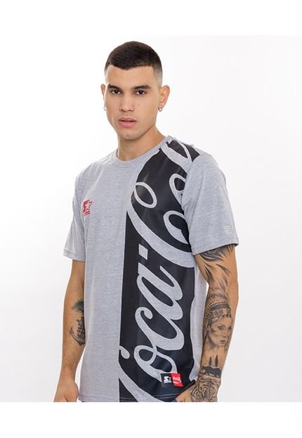 Camiseta Starter Collab Coca Cola Logo Explode Cinza Mescla - Marca STARTER