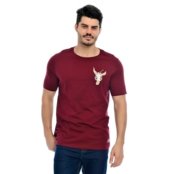 Camiseta Masculina Manga Curta Gola Redonda Estampada Frente e Verso Todo Sentido Bordô Emporio Alex - Marca Emporio Alex