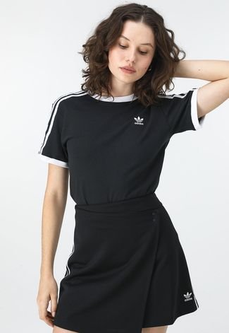 Camiseta adidas originals sale 3 stripes preta