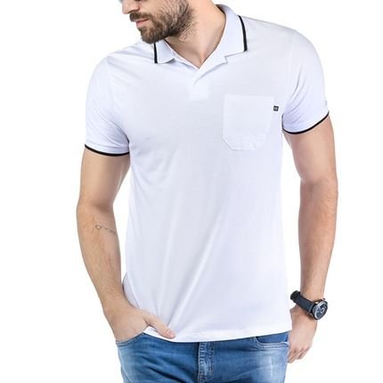 Camisa Polo Bolso Básica TZE Branca - Marca Basic