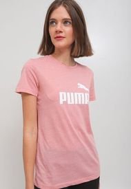 Polera Puma ESS Logo Heather Tee. Rosa - Calce Regular