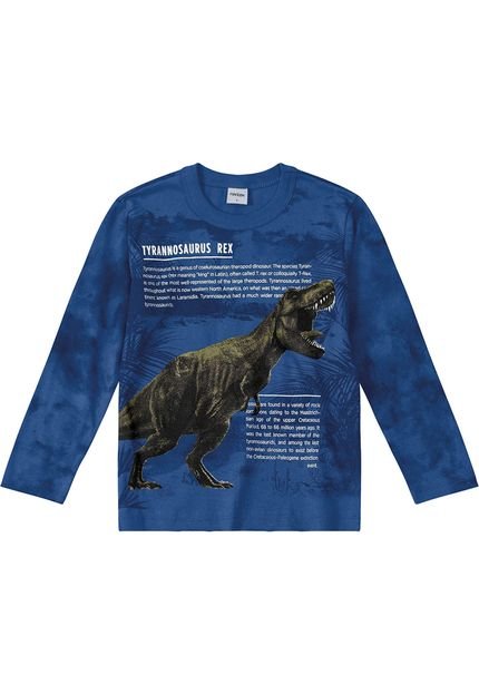 Camiseta Infantil Dinossauro Rovitex Kids  Azul - Marca Rovitex