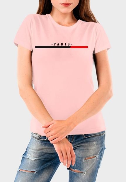 Camiseta Feminina Rosa Paris Algodão Premium Benellys - Marca Benellys