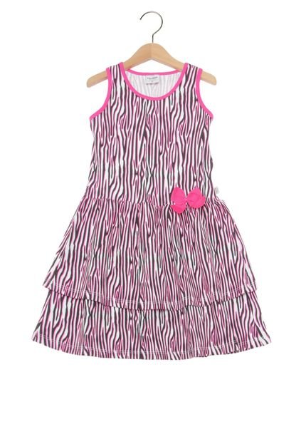 Vestido Curto Rovitex Infantil Estampado Preto/Rosa - Marca Rovitex