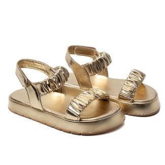 Papete Rasteira Sandalia Ouro Light Sola Alta Plataforma Kuento Shoes