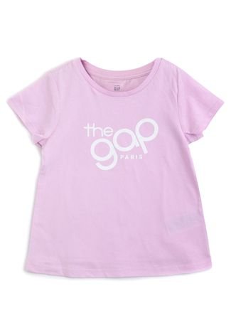 Camiseta GAP Infantil Lettering Roxa
