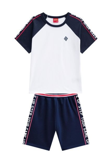 Conjunto Infantil Menino Camiseta   Bermuda Kyly Moving Branco - Marca Kyly