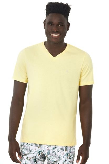 Camiseta Masculina Bordado Cinza Polo Wear Amarelo Médio - Marca Polo Wear