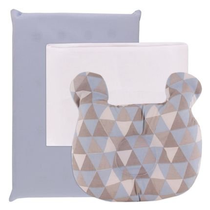 Kit Travesseiro de Bebê Recém Nascido 3 Peças Menino Menina Azul - Marca Koala Baby