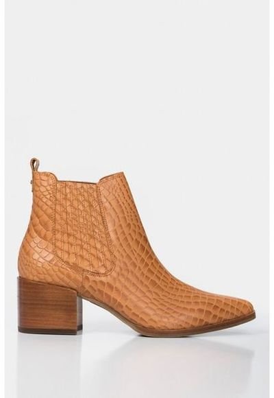 Botines Tac n De Cuero Para Mujer Textura Serpiente Compra Ahora