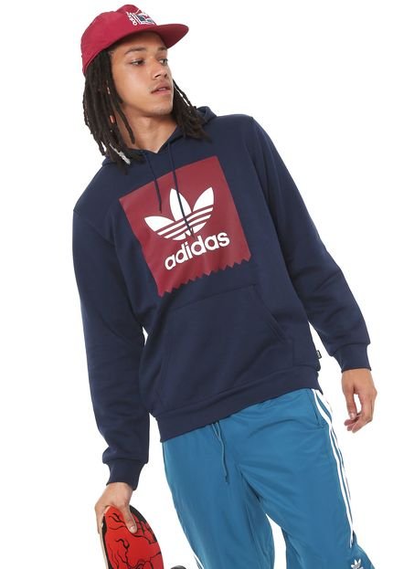 Moletom Flanelado Fechado adidas Skateboarding Solid Bb Hood Azul-Marinho - Marca adidas Skateboarding