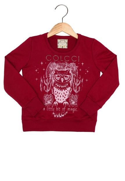 Blusa De Moletom Colcci Fun Menina Vinho - Marca Colcci Fun