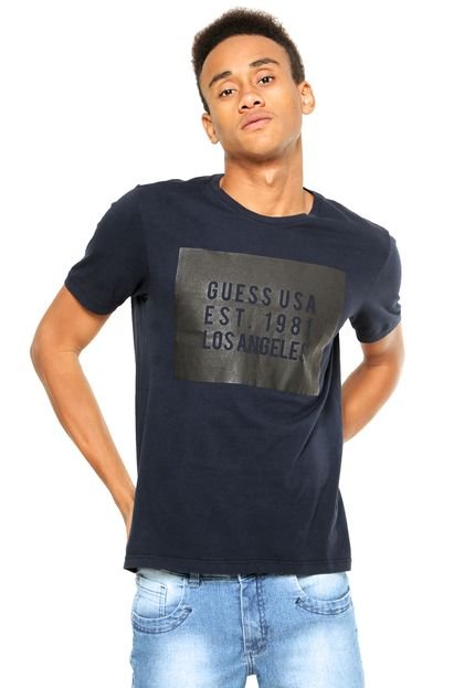 Camiseta Guess Estampada Azul-Marinho - Marca Guess