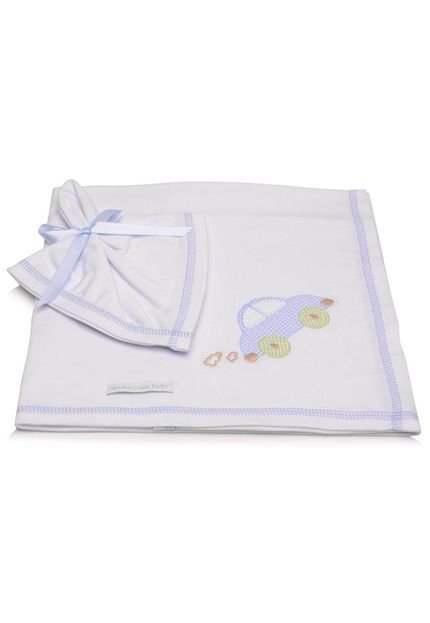 Kit Cueiro e Pano de Boca Carro Branco e Azul Minha Casa Baby - Marca Minha Casa Baby