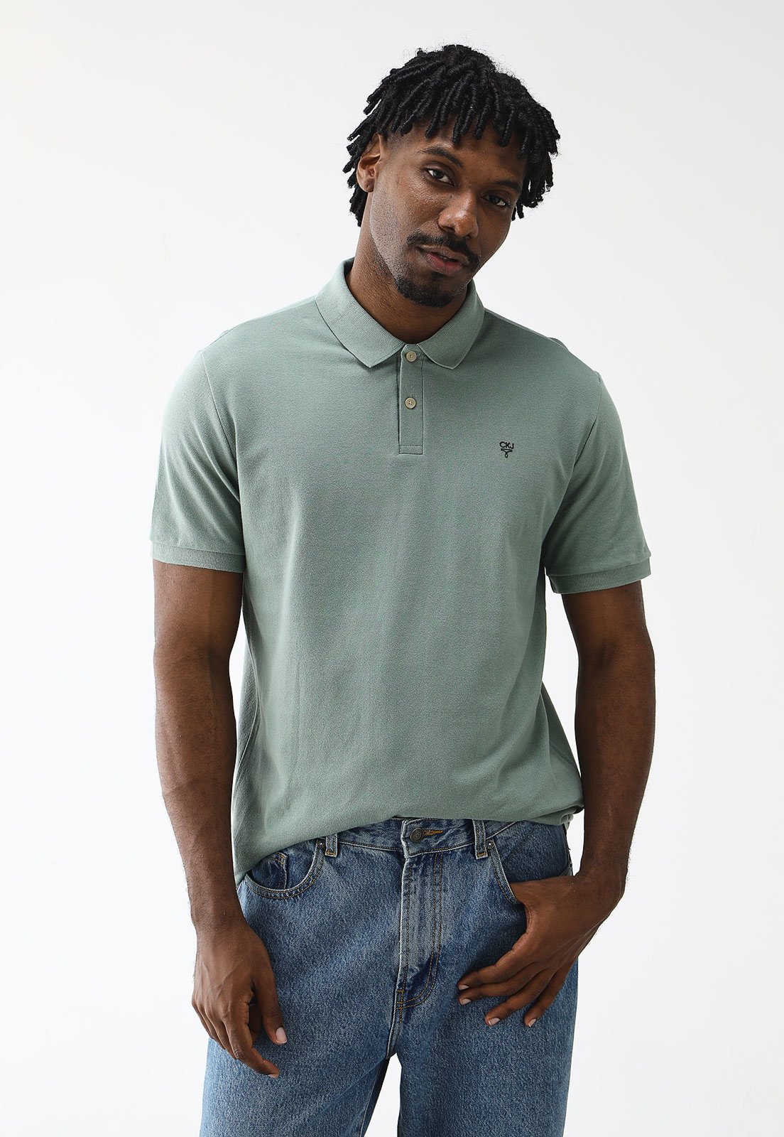 Camisa Polo Calvin Klein Jeans Reta Logo Verde - Marca Calvin Klein Jeans