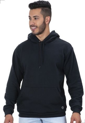 Blusa De Frio Moletom Masculino Moleton Canguru Confortável Casaco Blusão Preto