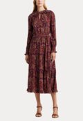 Vestido Lauren Ralph Lauren Midi Estampado Vinho - Marca Lauren Ralph Lauren