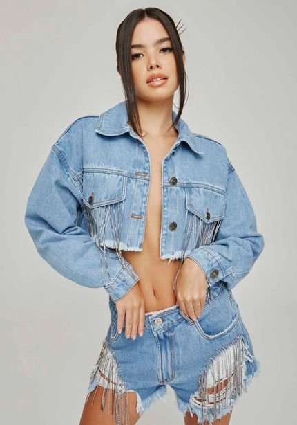 Jaqueta Jeans Cropped Shine My Favorite Things - Marca My Favorite Things