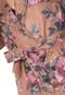 Casaco Sobretudo Lily Fashion Suede Floral Caramelo - Marca Lily Fashion