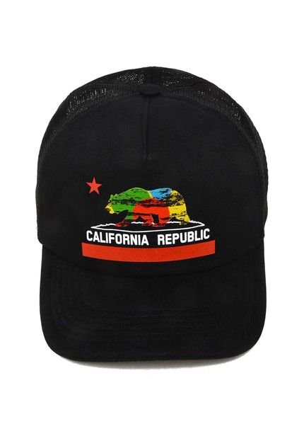 Boné Krew Trucker California Republic Psico Preto - Marca Krew