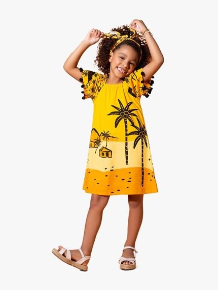 Vestido Meia Malha Infantil Menina Nanai Amarelo - Marca Nanai
