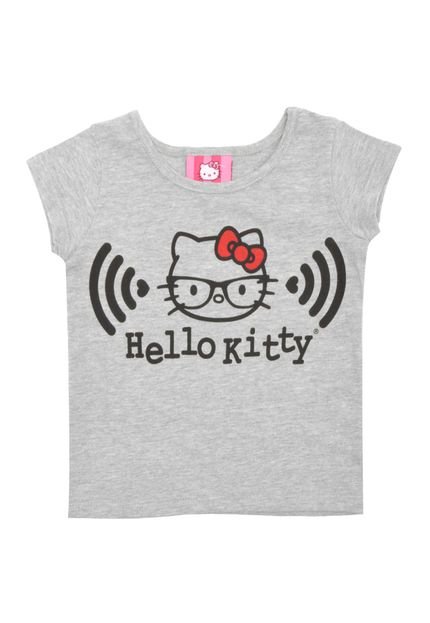 Blusa Hello Kitty Manga Curta Menina Cinza - Marca Hello Kitty