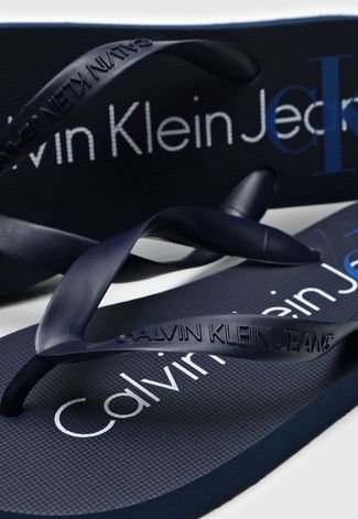 Chinelo Calvin Klein Estampado Azul-Marinho