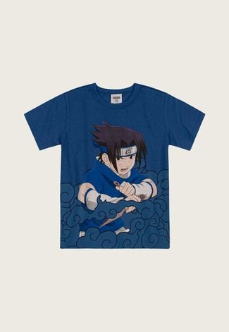 Camiseta Infantil Brandili Sasuke Uchiha Azul-Marinho
