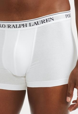 Kit 3pçs Cueca Polo Ralph Lauren Boxer Logo Branca