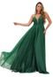 Vestido Longo de Festa Premium para Madrinhas Eduarda Micro Tule Verde Esmeralda - Marca Cia do Vestido