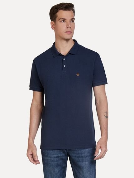 Polo Dudalina Masculina Piquet Gold Logo Bordado Azul Marinho - Marca Dudalina