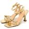 Sandália Salto Taça Tiras Croco Dourada - Marca Carolla Shoes