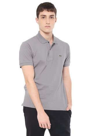 Camisa Polo Lacoste Classic Fit Cinza