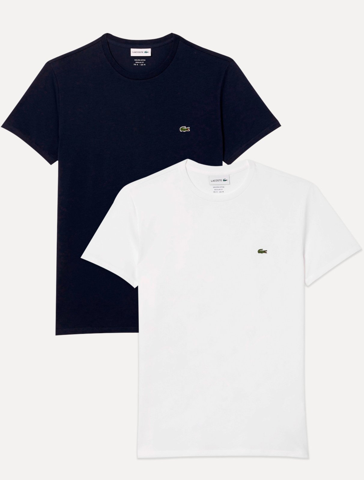 Kit Camisetas Lacoste Masculinas Jersey Pima Cotton Azul Marinho/Branco 2UN - Marca Lacoste