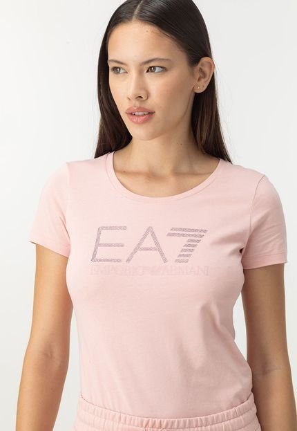 Camiseta EA7 Logo Rosa - Marca EA7