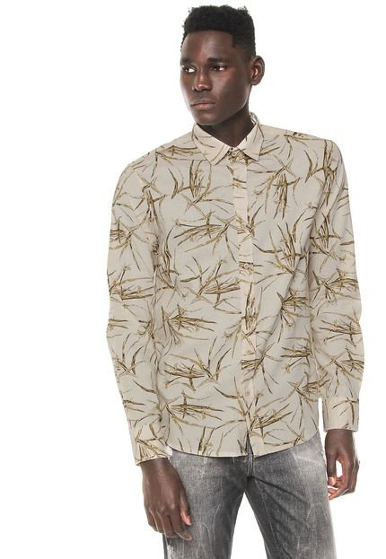 Camisa Krew Reta Floral Bege - Marca Krew