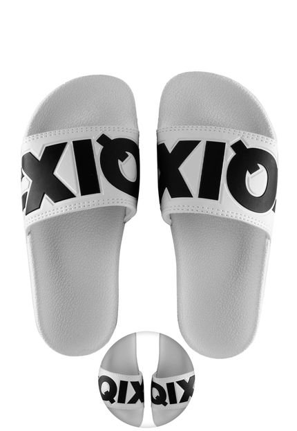 Chinelo Slide Qix Skateboards Logo Branco - Marca Qix