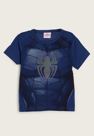 Camiseta Infantil Brandili Homem Aranha Azul-Marinho