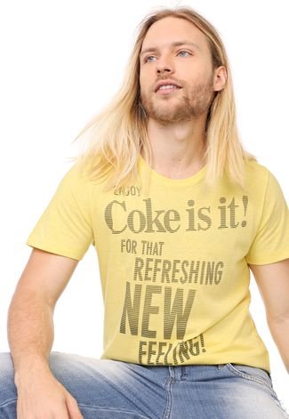 Camiseta Coca-Cola Jeans Lettering Amarela